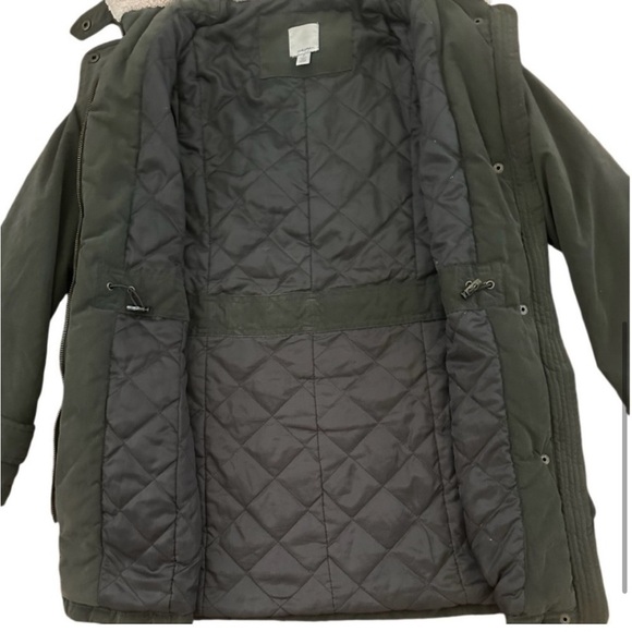 Halogen Utility Coat Faux Fur Lined Hooded Anorack Jacket, Army Green, Size S/P - Picture 4 of 13